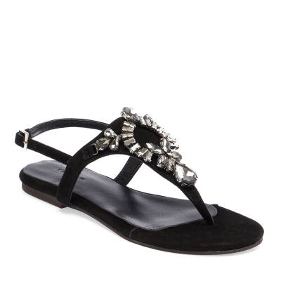 Siyah Süet Deri Kadın Sandalet - K24Y1SN67407-A01 