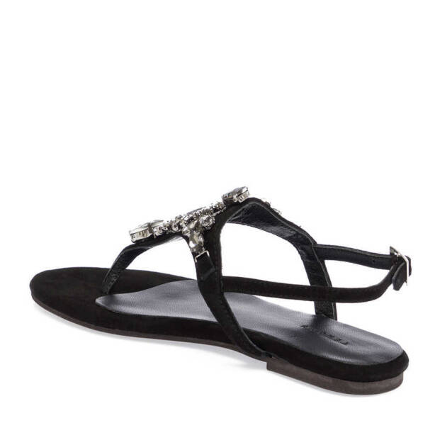 Siyah Hakiki Süet Deri Kadın Sandalet - K24Y1SN67407-A01 - 2