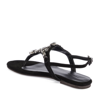 Siyah Süet Deri Kadın Sandalet - K24Y1SN67407-A01 - 2
