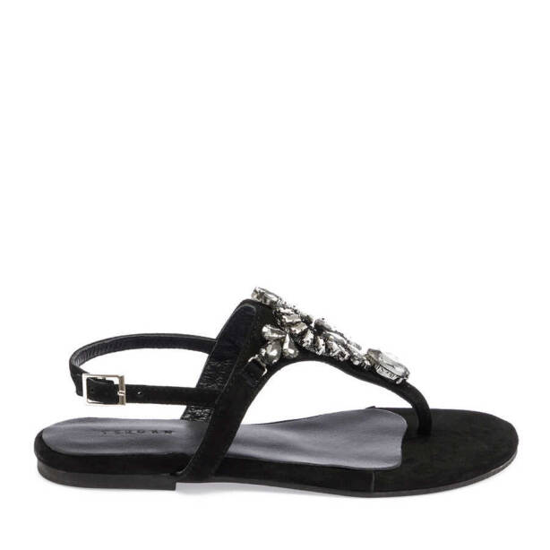 Siyah Hakiki Süet Deri Kadın Sandalet - K24Y1SN67407-A01 - 3