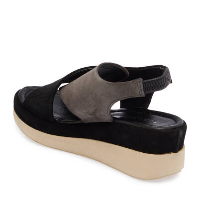 Siyah Süet Deri Kadın Sandalet - K25Y1SN67755-A01 - 2