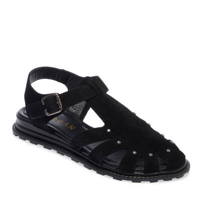 Siyah Süet Deri Kadın Sandalet - K25Y1SN67817-A01 