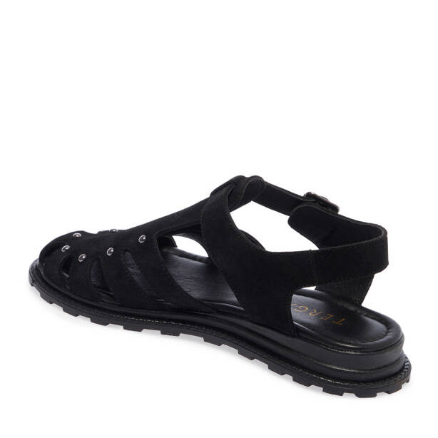 Siyah Süet Deri Kadın Sandalet - K25Y1SN67817-A01 - Tergan