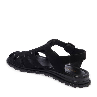 Siyah Süet Deri Kadın Sandalet - K25Y1SN67817-A01 - 2