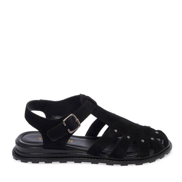 Siyah Süet Deri Kadın Sandalet - K25Y1SN67817-A01 - Tergan