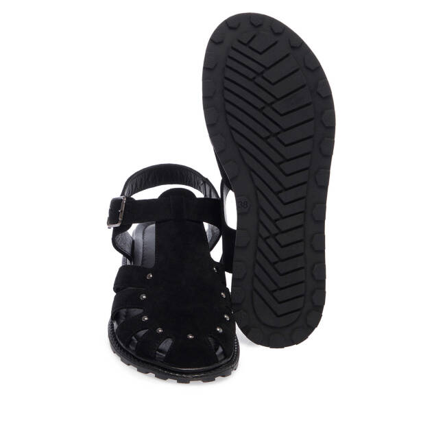 Siyah Süet Deri Kadın Sandalet - K25Y1SN67817-A01 - Tergan