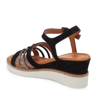 Siyah Süet Deri Kadın Sandalet - K25Y1SN67869-A01 - 2