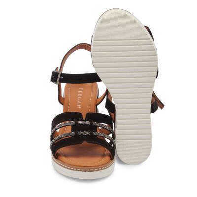 Siyah Süet Deri Kadın Sandalet - K25Y1SN67869-A01 - 4