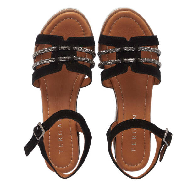 Siyah Hakiki Süet Deri Kadın Sandalet - K25Y1SN67869-A01 - 5