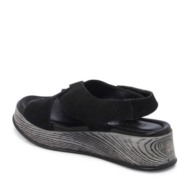 Siyah Hakiki Süet Deri Kadın Sandalet - K25Y1SN67927-A01 - 3