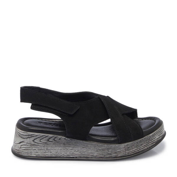 Siyah Hakiki Süet Deri Kadın Sandalet - K25Y1SN67927-A01 - 1