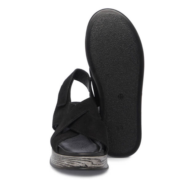 Siyah Hakiki Süet Deri Kadın Sandalet - K25Y1SN67927-A01 - 4