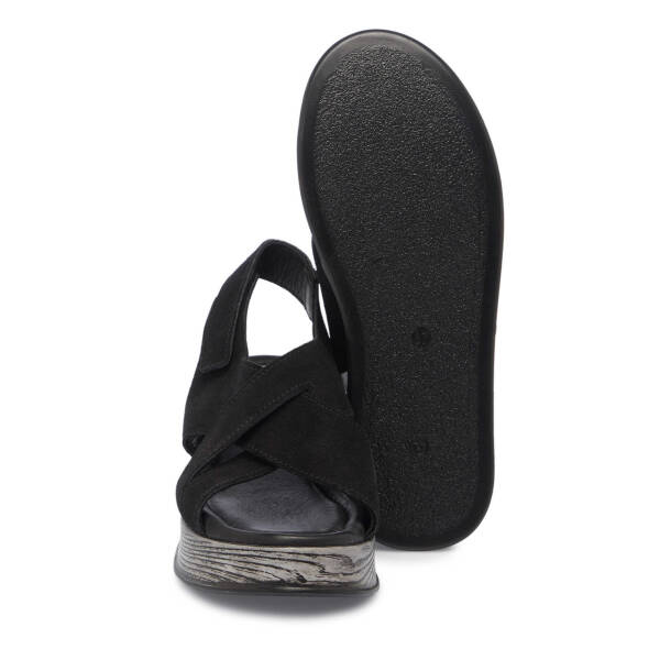 Siyah Hakiki Süet Deri Kadın Sandalet - K25Y1SN67927-A01 - 4
