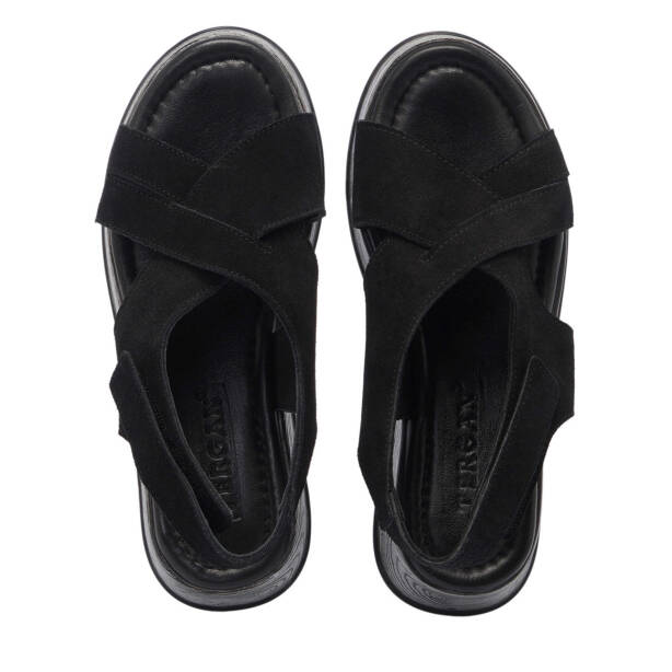 Siyah Hakiki Süet Deri Kadın Sandalet - K25Y1SN67927-A01 - 5