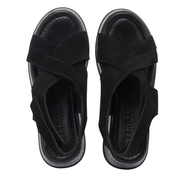 Siyah Hakiki Süet Deri Kadın Sandalet - K25Y1SN67927-A01 - 5