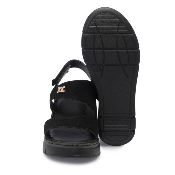 Siyah Hakiki Süet Deri Kadın Sandalet - K25Y1SN67982-A01 - 4