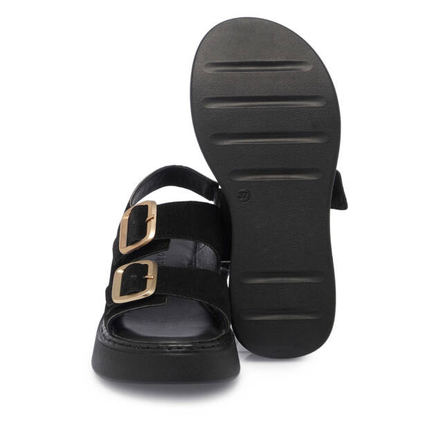 Siyah Hakiki Süet Deri Kadın Sandalet - K25Y1SN67985-A01 - 4