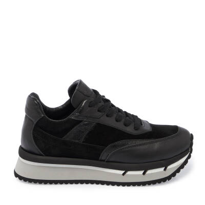 Siyah Süet Deri Kadın Sneaker - K23S1AY66921-A01 - 3