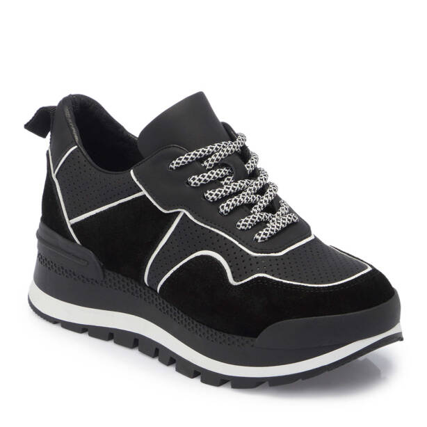 Siyah Hakiki Süet Deri Kadın Sneaker - K24I1AY67120-W19 - 2