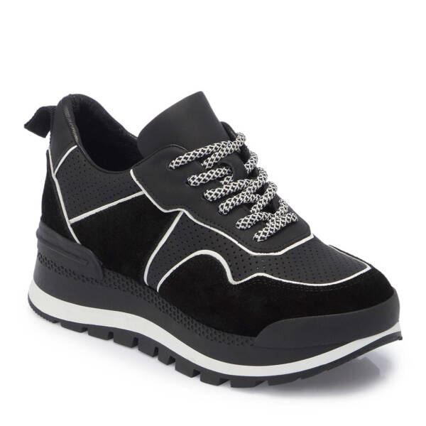 Siyah Hakiki Süet Deri Kadın Sneaker - K24I1AY67120-W19 - 2