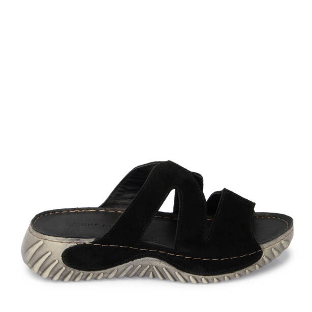 Siyah Hakiki Süet Deri Kadın Terlik - K25Y1TR67930-A01 