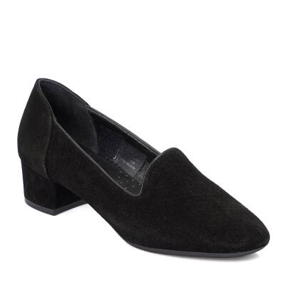  Siyah Süet Deri Kadın Topuklu Ayakkabı - K23I1AY66657-A01 