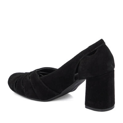  Siyah Süet Deri Kadın Topuklu Ayakkabı - K24I1AY67383-A01 - 2