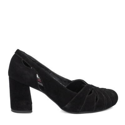 Siyah Süet Deri Kadın Topuklu Ayakkabı - K24I1AY67383-A01 - 3