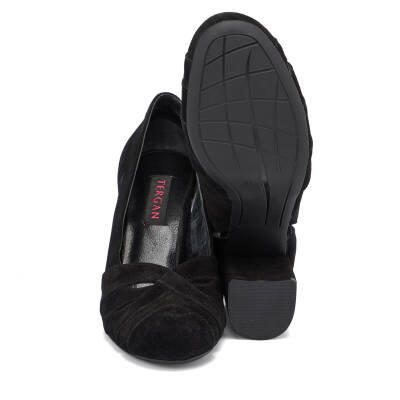  Siyah Süet Deri Kadın Topuklu Ayakkabı - K24I1AY67383-A01 - 4