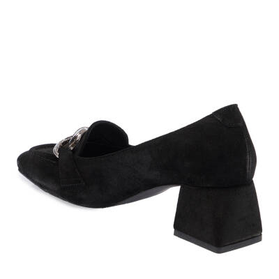  Siyah Süet Deri Kadın Topuklu Ayakkabı - K24I1AY67477-G16 - 2