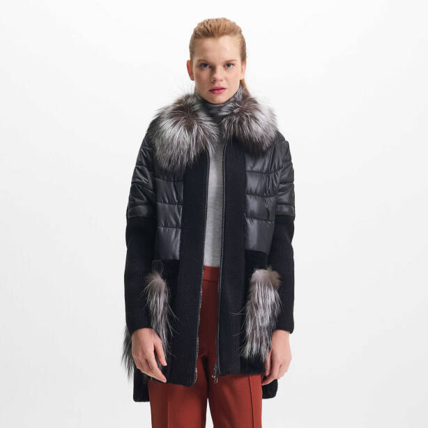 Siyah Tekstil - Kürk Kadın Deri Kaban - K23IKM320367-Q7W - Tergan