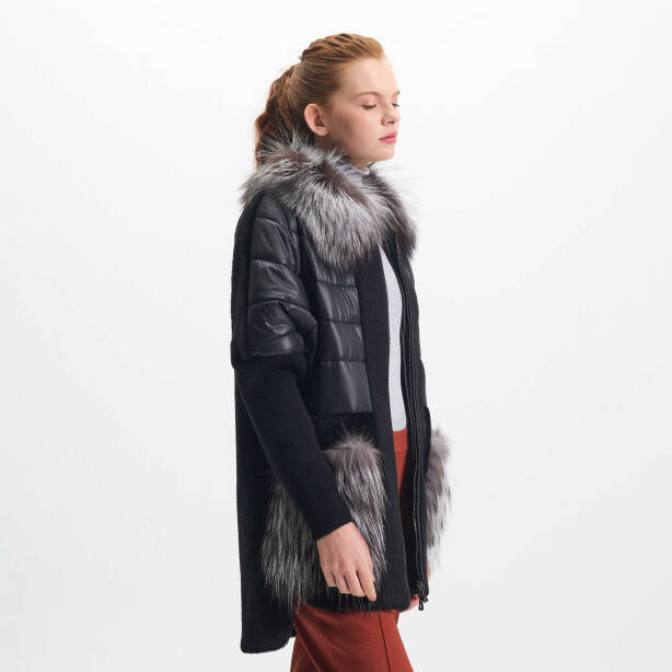 Siyah Tekstil - Kürk Kadın Deri Kaban - K23IKM320367-Q7W - Tergan