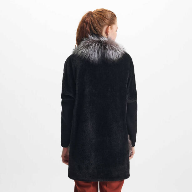 Siyah Tekstil - Kürk Kadın Deri Kaban - K23IKM320367-Q7W - Tergan