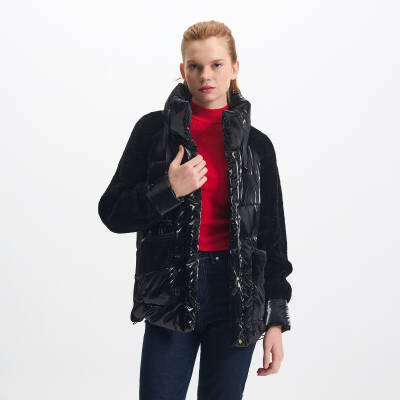 Siyah Tekstil - Kürk Kadın Deri Mont - K23IKM320365-R8X - 2
