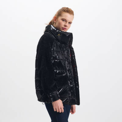Siyah Tekstil - Kürk Kadın Deri Mont - K23IKM320365-R8X - 3