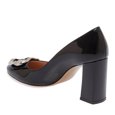  Siyah Vegan Kadın Topuklu Ayakkabı - K24I1AY67376-D62 - 2