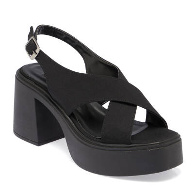 Siyah Vegan-Tekstil Kadın Sandalet - K24Y1SN67404-Q8Z 