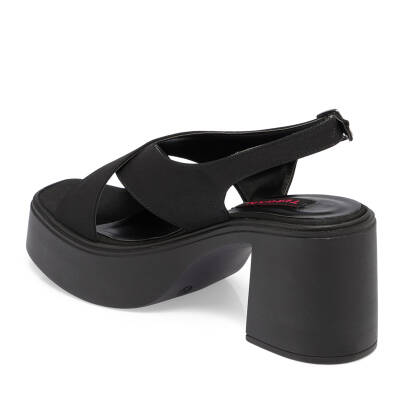 Siyah Vegan-Tekstil Kadın Sandalet - K24Y1SN67404-Q8Z - 2