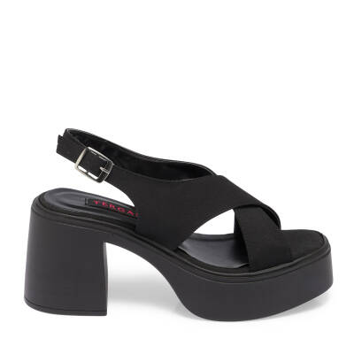 Siyah Vegan-Tekstil Kadın Sandalet - K24Y1SN67404-Q8Z - 3