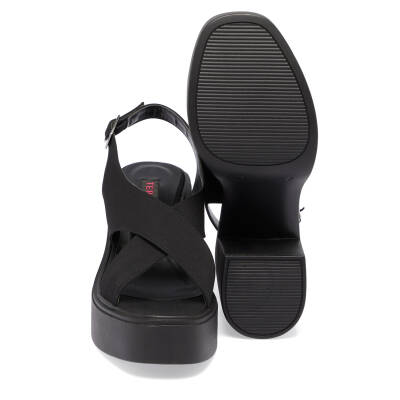 Siyah Vegan-Tekstil Kadın Sandalet - K24Y1SN67404-Q8Z - 4
