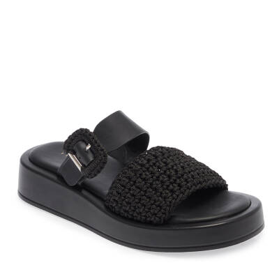 Siyah Vegan-Tekstil Kadın Terlik - K24Y1TR67079-D62 - 1