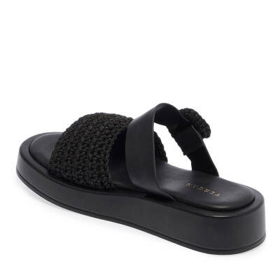  Siyah Vegan-Tekstil Kadın Terlik - K24Y1TR67079-D62 - 2