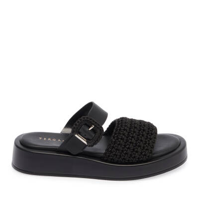  Siyah Vegan-Tekstil Kadın Terlik - K24Y1TR67079-D62 - 3