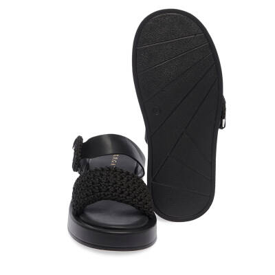  Siyah Vegan-Tekstil Kadın Terlik - K24Y1TR67079-D62 - 4