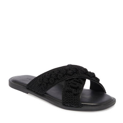 Siyah Vegan-Tekstil Kadın Terlik - K24Y1TR67082-D62 