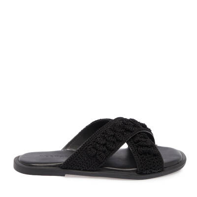Siyah Vegan-Tekstil Kadın Terlik - K24Y1TR67082-D62 - 3