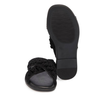 Siyah Vegan-Tekstil Kadın Terlik - K24Y1TR67082-D62 - 4