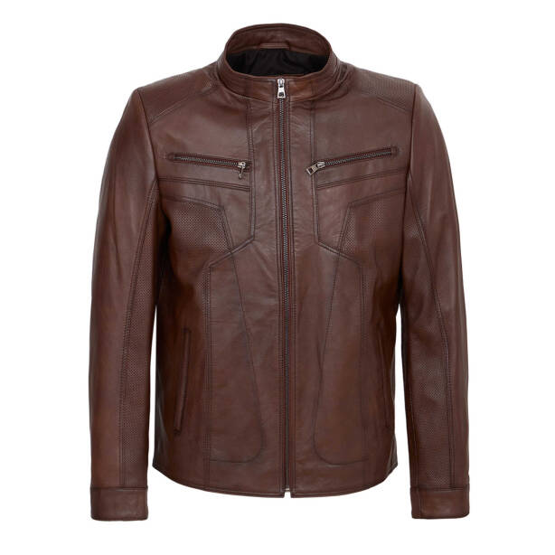 Taba Deri Erkek Deri Mont - E24KDM310574-R46 - Tergan Four Season