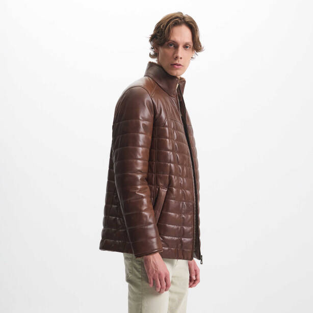 Taba Deri Erkek Deri Mont - E24KDM310582-Q8G - Tergan Four Season