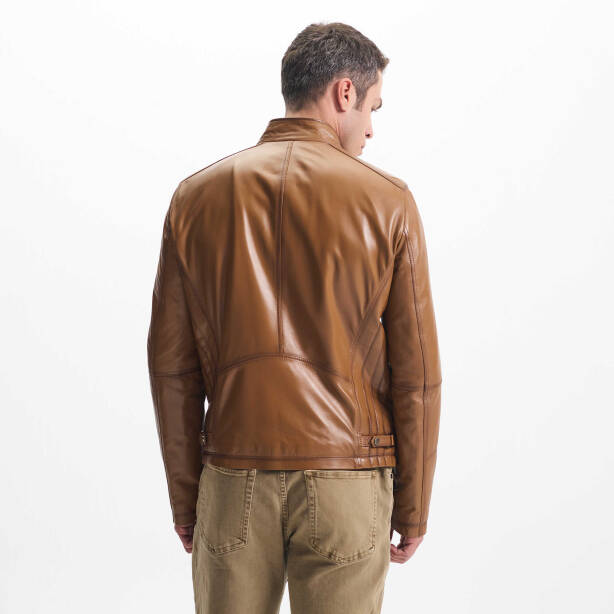 Taba Deri Erkek Deri Mont - E24KDM310584-Q7C - Tergan